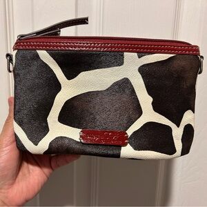 Nine and Company Giraffe Print Leather Wristlet